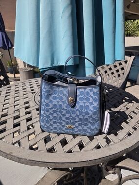 Coach Hadley Convertible Blue Signature Denim Crossbody/Shoulder Bag.